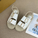 Xajzpa Roman Sandals Comfort Shoes for Women Buckle Strap Summer Heels Gladiator Girls Retro Clogs Handmade New Casual Scandals Ro