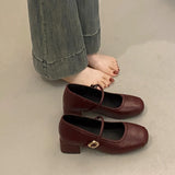 Xajzpa Retro Women Shoes Mary Jane Chunky Sandals Casual Heels Footwear Round Toe 2025 Shallow Mouth Branded Pumps Lolita Block Comfort