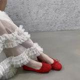 Xajzpa Summer Shoes Ladies Soft Female Footwear Round Toe Bow-Knot 2025 Fashion Women's Shallow Mouth Ballet Flats Dress Butterfly Modi