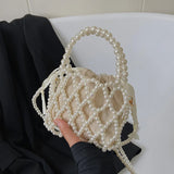 Xajzpa Fashion Lady Basket Handbag Summer Women's Shoulder Crossbody Bag Bohemia Travel Beach Bag Luxury Design Pearl Shopper Tote