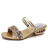 Xajzpa Shoes Rubber Flip Flops Woman's Slippers Glitter Slides Low Hawaiian Summer Jelly Soft PU Fabric Hoof Heels Scandals