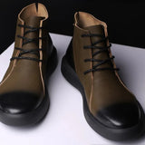 Xajzpa Men's Chelsea Cotton Boots Winter Men's Genuine Leather Shoes High Top Men Plush Sapato Social Masculino Zapatos Para Hombres
