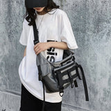 Xajzpa - Functional style Shoulder Black Crossbody Messenger Tote Bags For Men Women's Hip Hop Techwear Satchel Waist Goth Postman