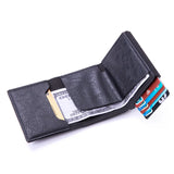 Xajzpa fiber Credit Card Holder Wallets Men Brand Rfid Black brown Magic Trifold Leather Slim Mini Wallet Small Money Bag Male Purses