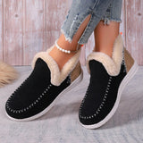 Xajzpa Women Snow Boots Winter Fashion Leisure Fluffy Shoes for Woman Shallow Big Size Sewing Ankle Boot Multi-Color Suede Botas