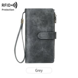 Xajzpa Fashion Retro Women's Long Wallet RFIDTrifold Large Capacity Credit Card Holder Card Holder Double Zipper Clutch Wristlet Wallet
