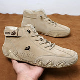 Xajzpa Leather Walking Shoes for Men New Casual Luxury Man Boots Outdoor High Top Sneakers Fashion Roman Footwear Motorcycle Boots