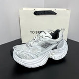Xajzpa 2025 Summer New Women's Distressed Platform Sneakers Block Versatile Height Couple Shoes Casual Sports Shoes Running Shoes