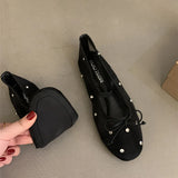 Xajzpa New Brand Women Flat Shoes Fashion Mesh Ladies Elegant Mary Jane Shoes Soft Sole Outdoor Dress Ballerinas