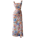 Xajzpa Fashion Women Dress Sleeveless Square Collar Print Female Summer Evening Party Dresses New Tide