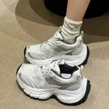 Xajzpa 2025 Summer New Women's Distressed Platform Sneakers Block Versatile Height Couple Shoes Casual Sports Shoes Running Shoes