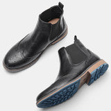Xajzpa Brogue Men Chelsea Boots American style Comfortable Fashion Leather ankle Boots