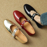 New Split Leather Women Mary Jane Shoes Spring Low Heels Woman Shoes Round Toe Women Pumps Retro Shoes Women Zapatos De Mujer