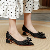 Xajzpa Block Heels For Women Pumps Bow Shoes Lace-Up Shallow Mouth Square Toe Slip On Sandals Ladies 2025 Pointed Wedge Chunky Gold Sli