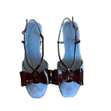 Xajzpa New Women's High Heel Ladies Summer Sandals Beige Patent Leather Office Work Stiletto Footwear Luxury Bow Party Prom Women Shoes