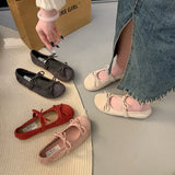 Xajzpa Soft Ballerinas Woman Summer Shoes Ladies Female Footwear Bow-Knot Ballet Dress Butterfly Butterfly-knot Flat Mary Janes