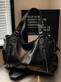 Xajzpa [Y2K Hot Girl Bag] New Pu Leather Splicing Armpit Bag, Multi-Flap Pocket Pants Metal Buckle Crossbody Bag, Women's Commuter Bag,