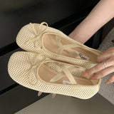 Xajzpa Spring Autumn Fashion Elastic Band Mesh Buckle Women Ballet Flats Round Toe  Casual Mules Shoes Zapatos De Mujer