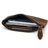 Xajzpa   Leather Men Clutch Wallet Genuine Leather Zipper Business Men Day Bag Large Capacity Card Holder Purse Man Phone Pouth