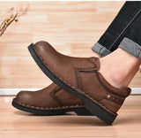 Xajzpa Men Genuine Leather Vintage Loafers Casual Shoes Mens Breathable Driving Flats Fashion Sewing Men Leisure Shoes Sneakers