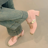 Xajzpa Summer Shoes Ladies  Fashion Women's Female Footwear Shallow Mouth Modis Dress On Heels New Comfortable Mary Janes Spring Hi