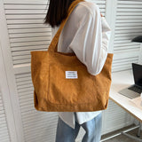 Xajzpa Large Capacity Corduroy Shoulder Bag New Fashion Simple Handbag Leisure Student Side Bags for Woman