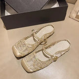 Xajzpa Female Shoes Slippers Casual Cover Toe Slides Luxury Fashion Mary Janes Bling Female Shoes Ladies' Slippers Cover Toe Luxur