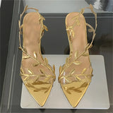 xajzpa Street Style Fashion PVC Transparent Pointed Toe Women Sandals Street Prom Thin Heels Shoes Summer Zapatos De Mujer