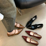 Xajzpa Retro Style Thick Heel Spring and Autumn Women Mary Jane Shoes Fashion Shallow Pointed Toe Ladies Comfort Office Pumps Footwear