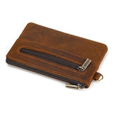 Xajzpa   Men's Genuine Leather Zipper Coin Wallet Wowen natural Leather Mini Short Purse Card Holder Change Purse For Man Clutch Wallets