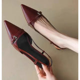 Xajzpa New Pointed Toe Sexy Mid Heels Party Shoes Women Sandals Designer Brand Pumps Slingback Casual Shoes Dress Shoes