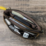 Xajzpa Genuine Leather Men Clutch Bag Design Handbag Long Wallet Male Purse Travel Charge Storage Bag Cable Organizer