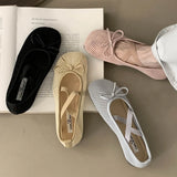 Xajzpa Spring Autumn Fashion Elastic Band Mesh Buckle Women Ballet Flats Round Toe  Casual Mules Shoes Zapatos De Mujer