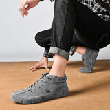 Xajzpa Leather Walking Shoes for Men New Casual Luxury Man Boots Outdoor High Top Sneakers Fashion Roman Footwear Motorcycle Boots
