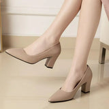 Xajzpa New High Heel Shoes Pointed Shallow Patent Leather High Heels Fashion Elegant Shoes Women Thin Heel Platform Work Shoes Pumps