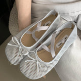 Xajzpa Spring Autumn Fashion Elastic Band Mesh Buckle Women Ballet Flats Round Toe  Casual Mules Shoes Zapatos De Mujer