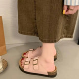 Xajzpa Shoes Women Low Slippers Casual Pantofle Platform Slides Soft Luxury 2025 Hoof Heels Classics Fashion Rome Fabric Rubber PU