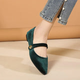 Xajzpa New Fashion Women's Pointed Toe Flat Shoes with Velvet Matte Finish Single Women Comfort Loafers Shoes Leather Mary Jane Shoes