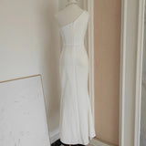 Xajzpa Fashion Dress Women's Single Shoulder Forked Fish Tail White Elegant Dresses 2025 Summer New Tide