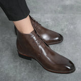 Xajzpa Men's Comfortable Ankle Leather Boots Men's Fashion Brand Chelsea boots men's brand leather boots high top shoes