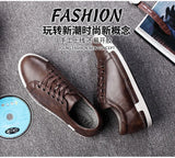 Xajzpa Men's Casual Leather Shoes for Men Fashion Four Seasons Breathable Lace-up Athletic Shoes Shallow Skate Shoes Large Sizes 38-48