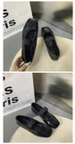 Xajzpa Square Toe Women Flats Shoes Mary Jane Shoes Fashion Shallow Elastic Band Spring Autumn Ladies Comfort Soft Sole Shoes