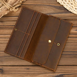 Xajzpa Vintage Genuine Leather Long Wallet Men Women Credit Card Holder Clutch Purse Coin Zipper Business Moible Phone Wallet