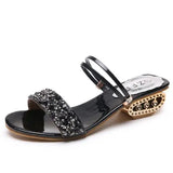 Xajzpa Shoes Rubber Flip Flops Woman's Slippers Glitter Slides Low Hawaiian Summer Jelly Soft PU Fabric Hoof Heels Scandals