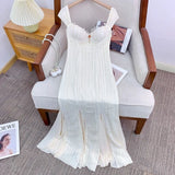 Xajzpa Fashion Embroidered Flares Dress Women's Sleeveless Waist Retraction Slim Dresses 2025 Summer New Tide