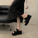 Xajzpa Glitter Slides Shoes Woman Female Slippers On A Wedge Platform Jelly New Retro Crystal On A Wedge Shoes Woman's Slippers Gl