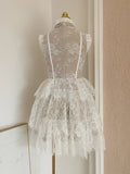 Xajzpa Fashion Dress Women's Sleeveless Lace Patchwork White Elegant Above Knee Dresses 2025 Summer New Tide
