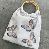 Xajzpa - Fashion Handbag Chinese Style Butterfly Applique Solid Color Shoulder Bag Vintage Elegant Luxury Designers Underarm Bag