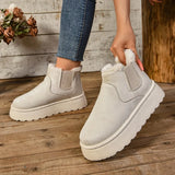 Xajzpa   Winter Women Short Plush Warm Snow Boots Casual Shoes  New Suede Fur Chelsea Ankle Boots Flats Platform Ladies Shoes Botas