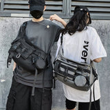 Xajzpa - Shoulder Gothic Black Crossbody Messenger Tote Bags For Men Women's Shopper Nylon  Hip Hop Techwear Satchel Waist Goth Postman